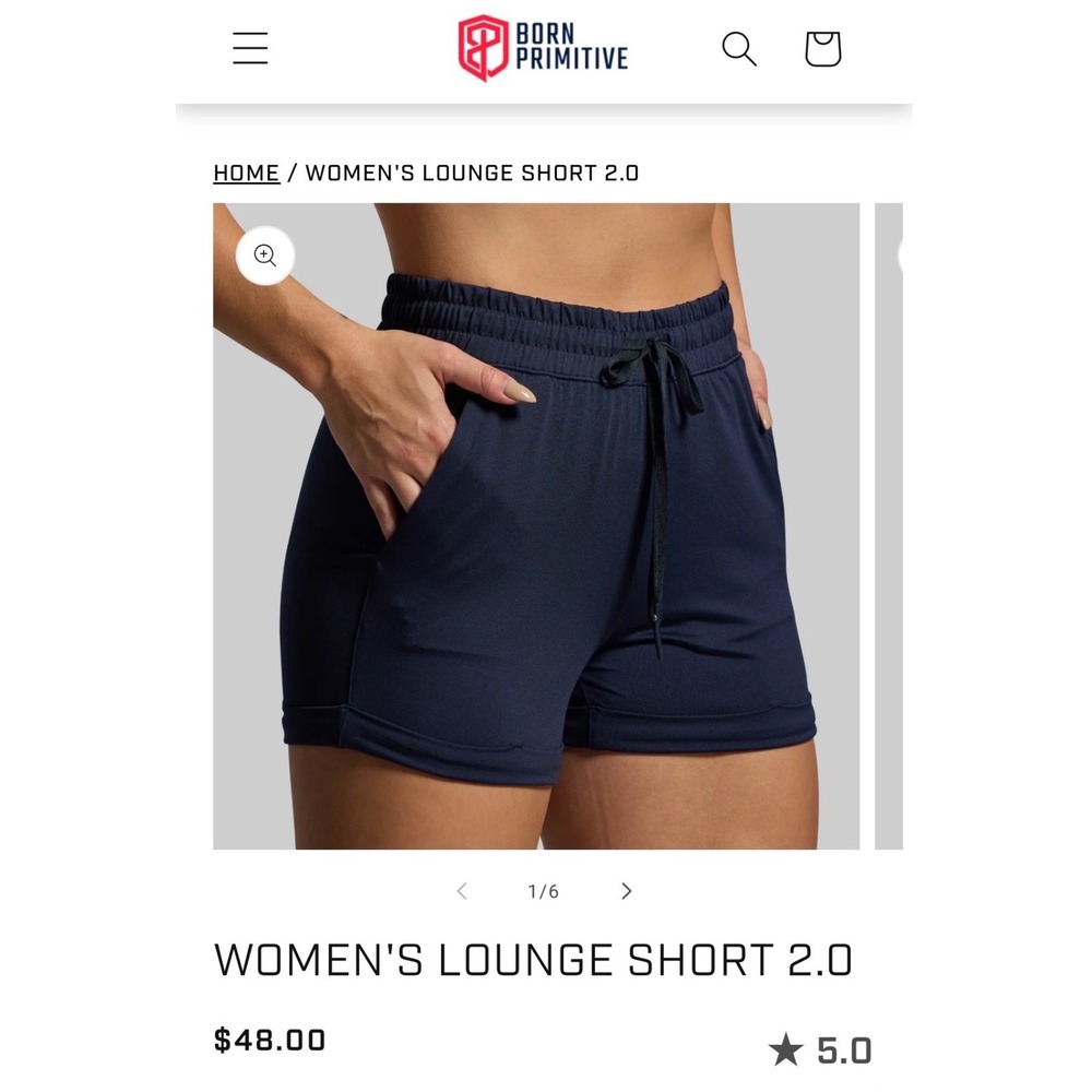 Born Primitive Womens Lounge Short 2.0 XL Navy Performance Gym Training Shorts